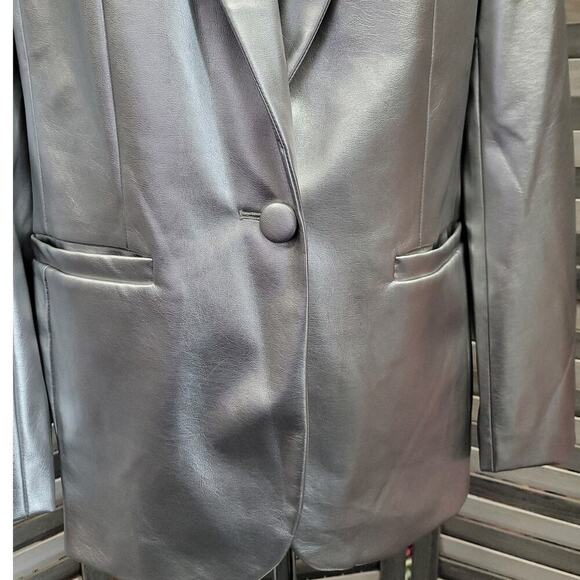 Women's Button Up Faux Leather Blazer Jacket | a new day | X Small - Picture 6 of 12